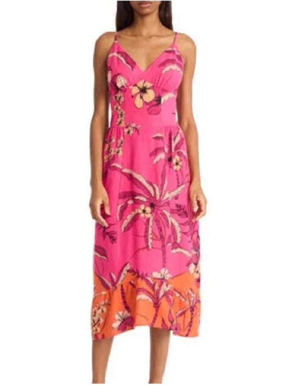 Donna Morgan linen dress tropical size 16